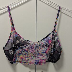 DollsKill oil spill psychedelic mesh crop top